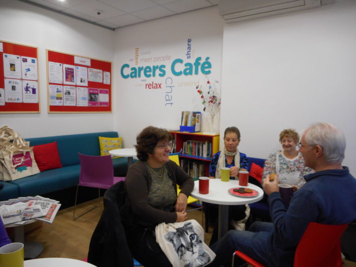 carers talking in carers cafe